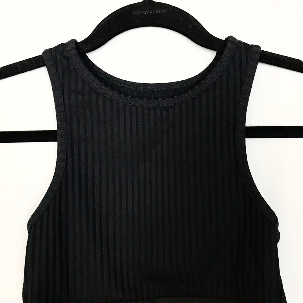 Planet Blue Blue Life Black Ribbed Workout Top - Picture 2 of 4